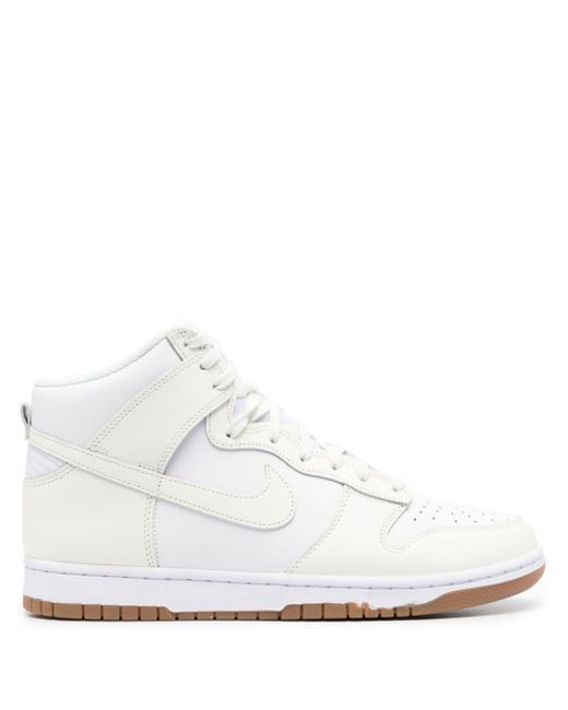 Nike White Dunk High Leather Sneakers for men