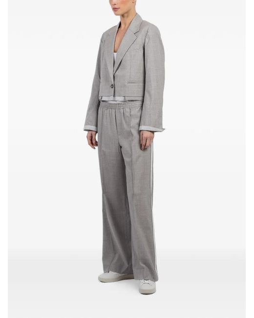 WE-AR4 Gray Cropped Single-Breasted Jacket