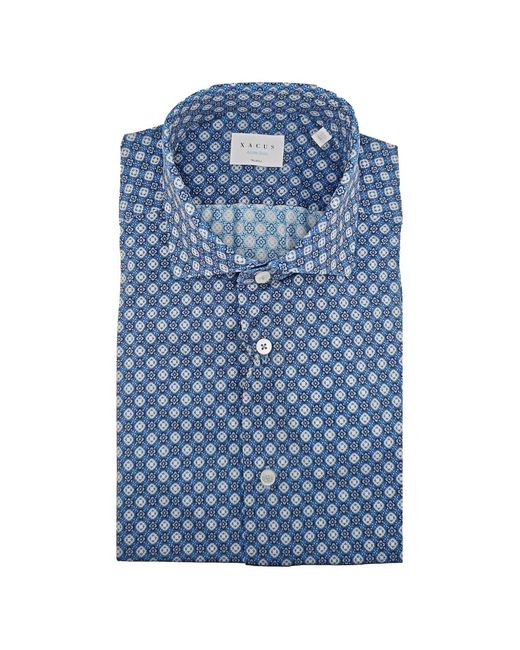 Xacus Blue Geometric-Print Shirt for men