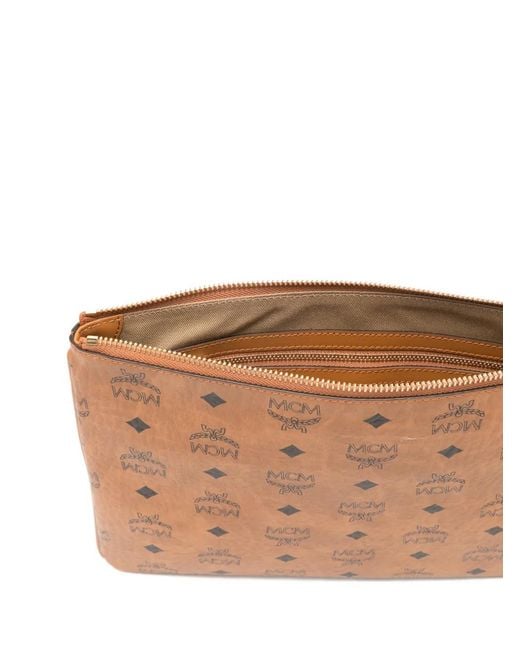 MCM Brown Pochette Visetos À Motif Monogrammé