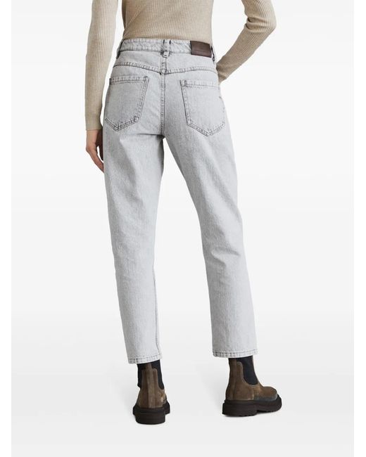 Brunello Cucinelli Gray Denim Straight Pants With 'Shiny' Bartack