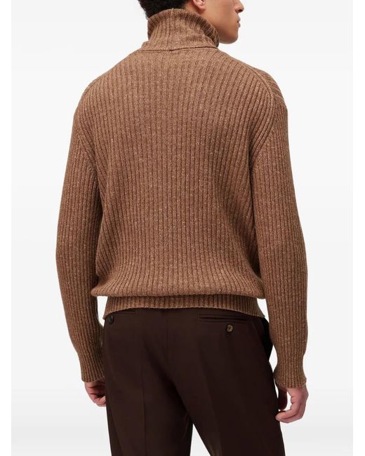 RETORI Brown Ribbed-Knit Roll-Neck Sweater