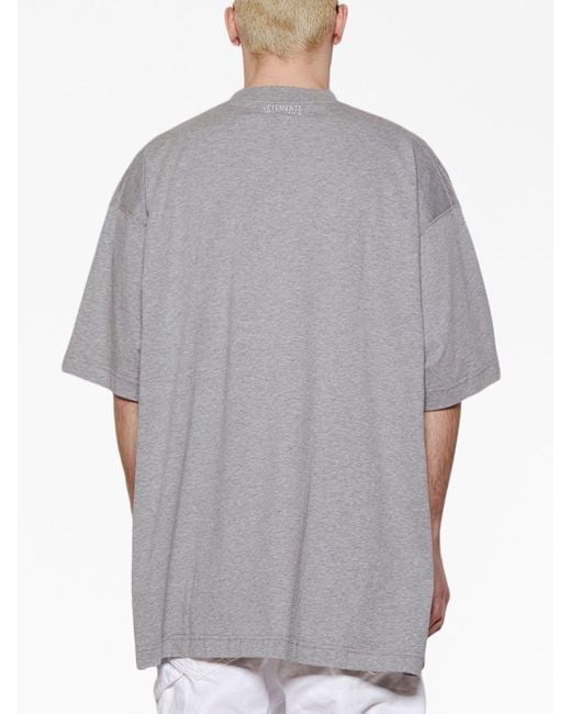 Vetements Gray Logo-print Cotton T-shirt for men