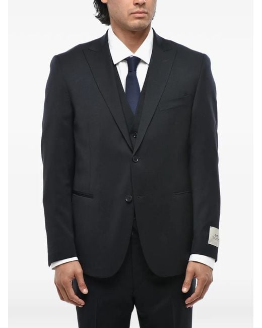 Corneliani Blue Cc Collection Peak-Lapel Three-Piece Suit for men