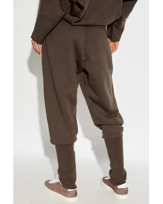 Lemaire Brown Ribbed-Trim Trousers