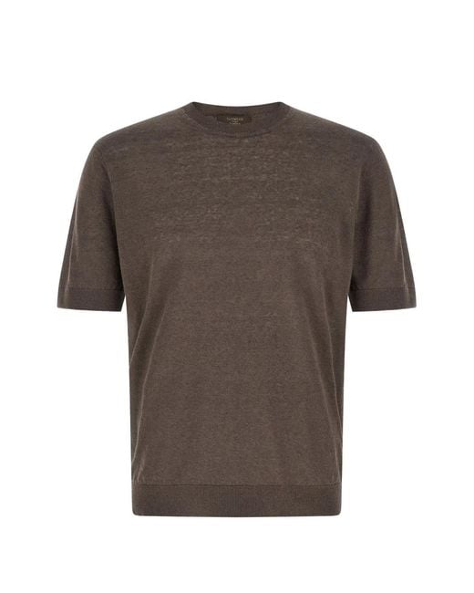 Zanone Gray Short-Sleeve Crew-Neck T-Shirt for men