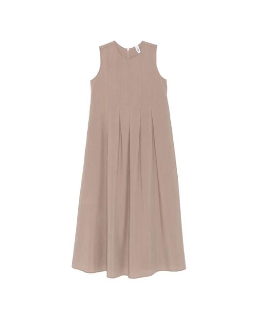 Bomboogie Natural Pleated Sleeveless Midi Dress