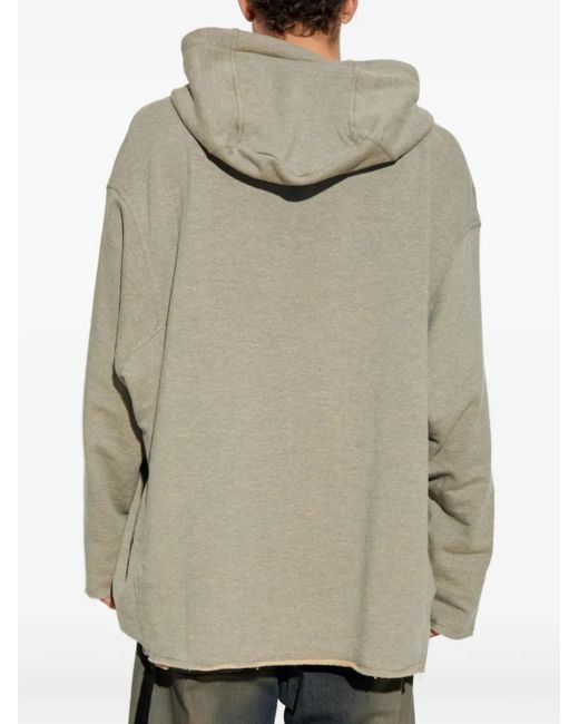 Rick Owens White Frayed-Hem Hoodie for men