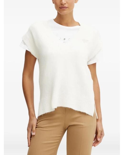 Liu Jo White V-Neck Vest