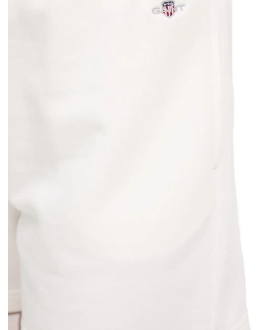 Gant White Shield Drawstring-Waist Logo-Embroidered Shorts