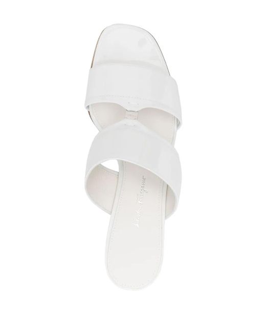 Ferragamo White Tot 55Mm Double-Strap Sandals