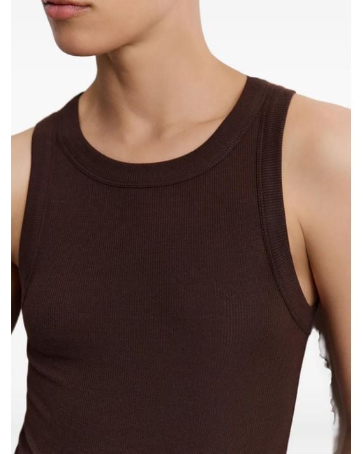 12 STOREEZ Brown Ribbed Tank Top
