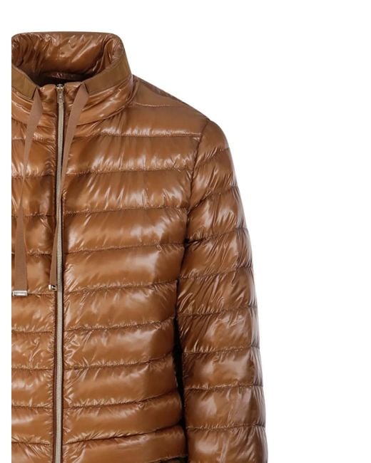 Herno Brown Ruffled Puffer Coat