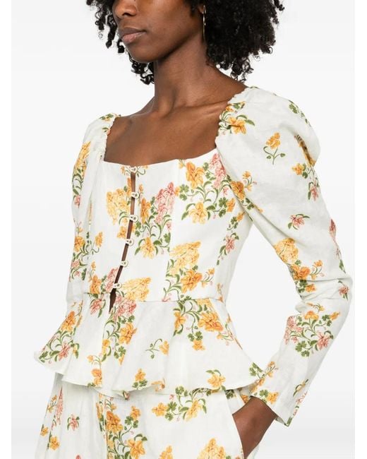Agua Bendita White Bromelia Cordillera Floral Corset Top