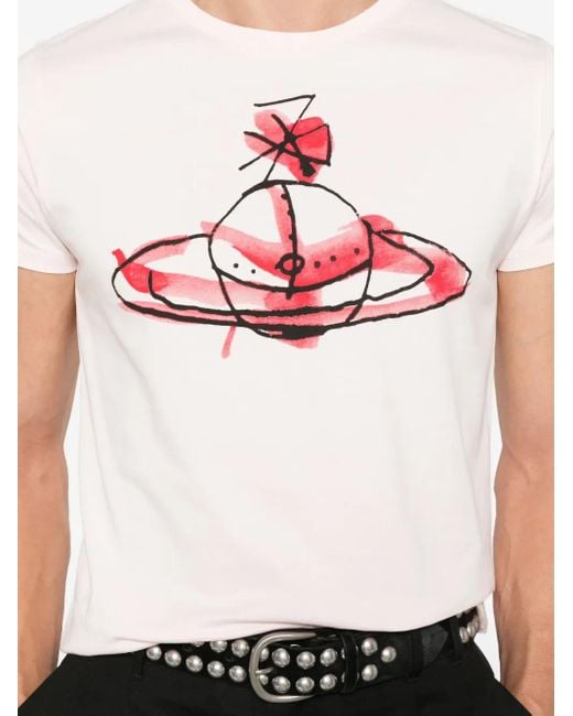 T-Shirt Con Stampa Orb di Vivienne Westwood in Pink