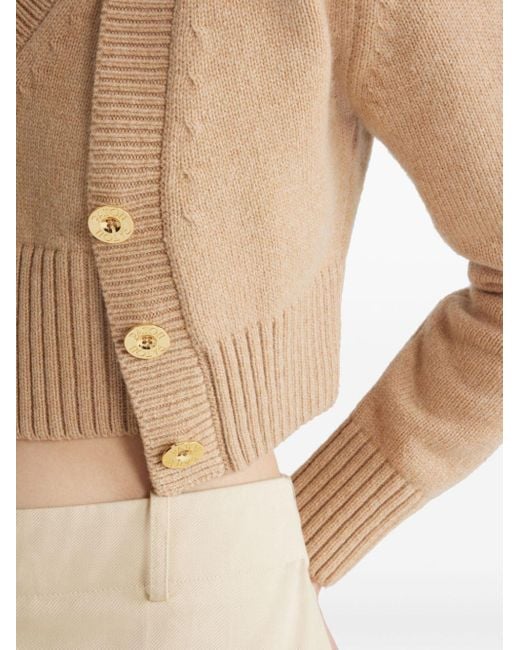 Patou Natural Wool-Cashmere Cropped Cardigan