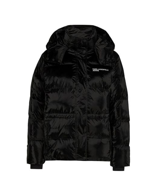 Karl Lagerfeld Black Hooded Puffer Jacket