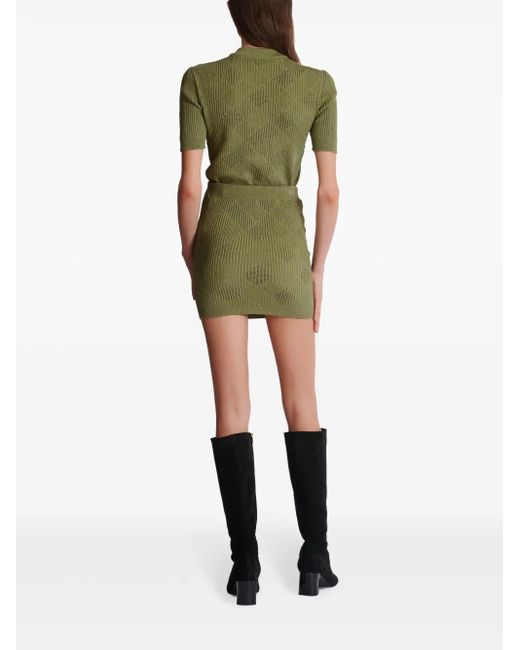 Balmain Green Check-Pattern Miniskirt