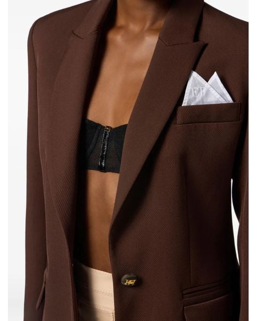 Elisabetta Franchi ギャバジン シングルジャケット Brown