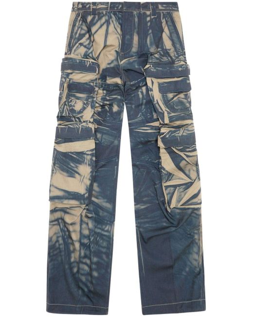 DIESEL Blue P-hugh Crease-effect Cargo Trousers for men
