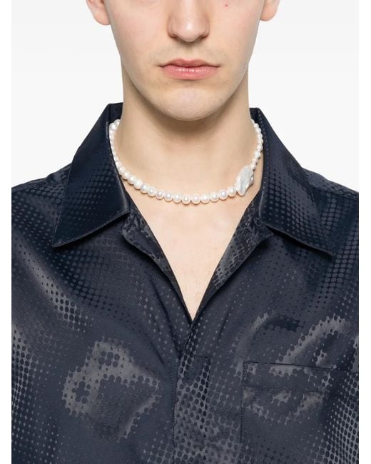 Casablanca Blue Half Tone Monogram Satin Shirt for men