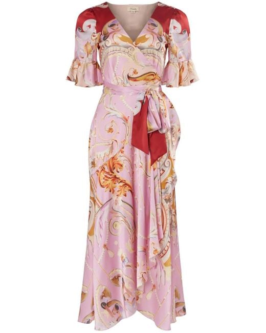 Robe Portefeuille À Imprimé Carline Temperley London en coloris Pink