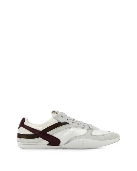 Miu Miu White Gymnasium Technical Fabric And Suede Sneakers