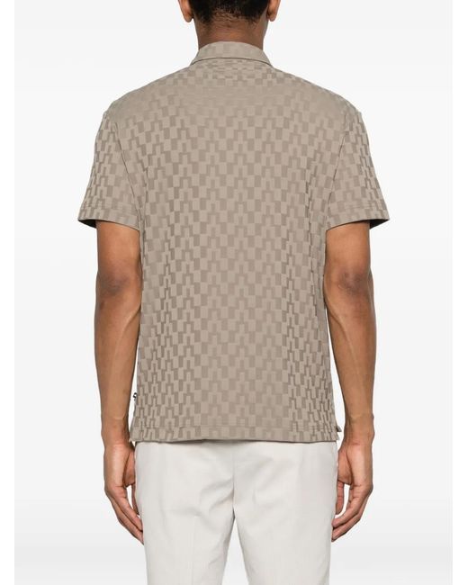 J.Lindeberg Gray Kofe Checkered Short-Sleeve Polo for men