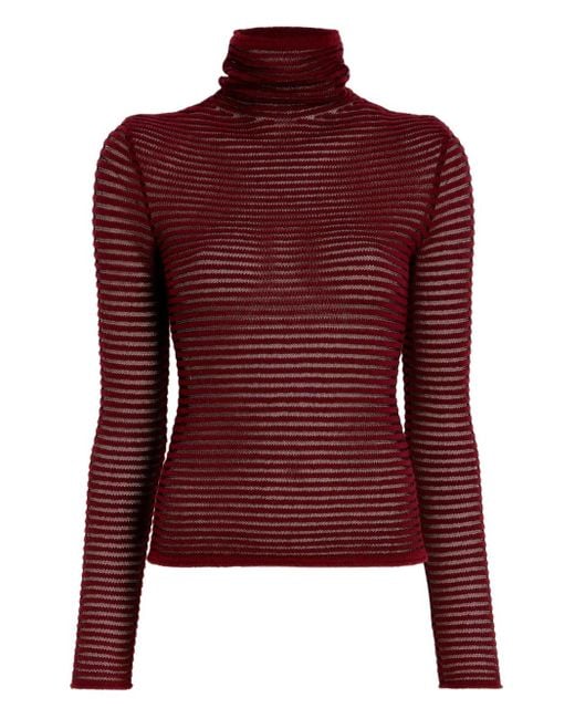 Proenza Schouler Red Hailey Ribbed Turtleneck Top