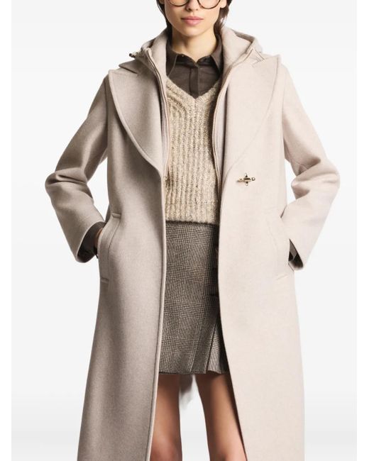 Fay Natural Layered Hooded Coat