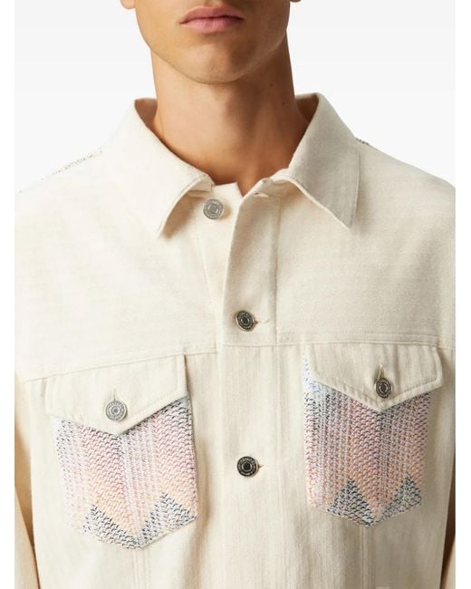 Missoni Natural Chevron-Knit Denim Jacket for men