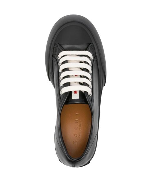 Marni Leren Sneakers Met 70mm Plateauzool in het Black