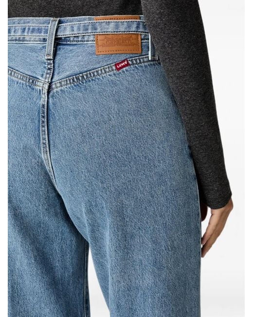 Levi's Blue Ribcage Belted Wide-Leg Jeans