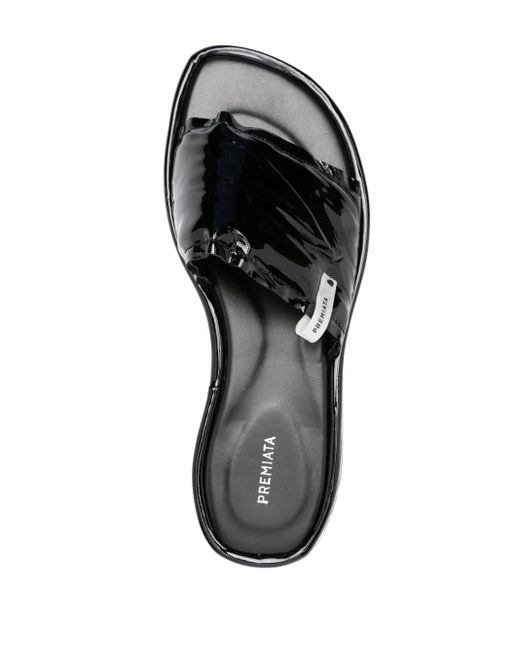 Premiata Black Patent Leather Slides