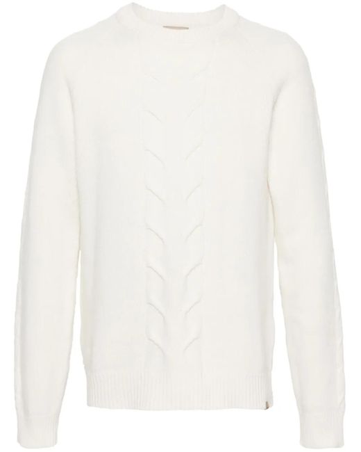 Woolrich White Cable-Knit Sweater for men