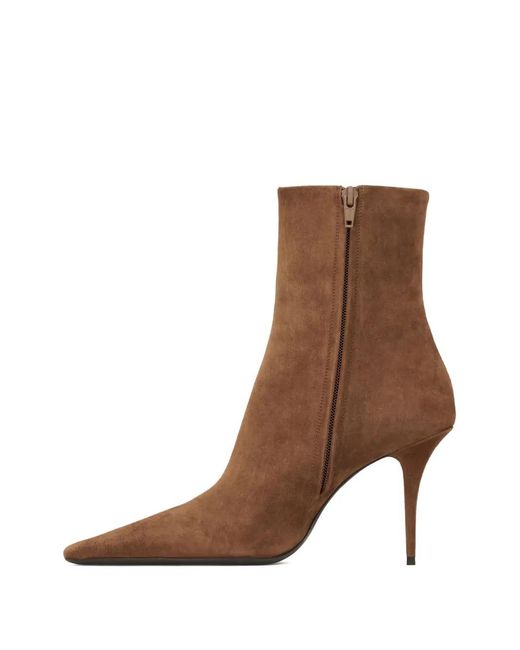 Saint Laurent Brown 90Mm Ashley Suede Boots