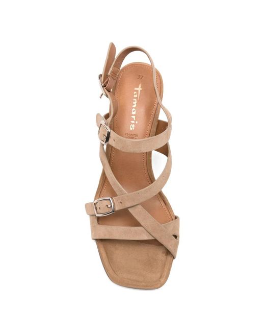 Tamaris Natural Buckle-Fastening Multi-Strap Sandals