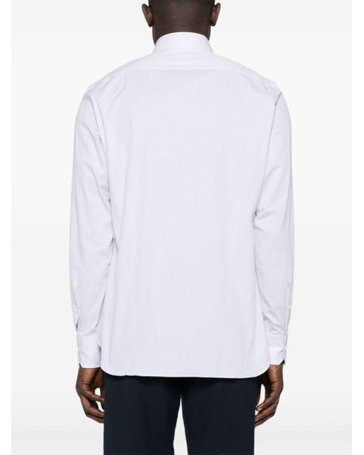 メンズ Zegna Spread-collar Poplin Shirt White