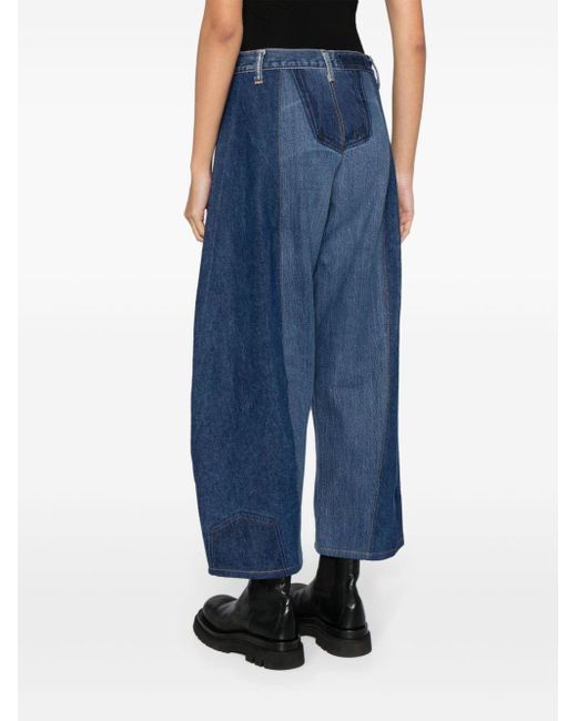 Puppets and Puppets Blue Panelled Tapered Cropped Jeans