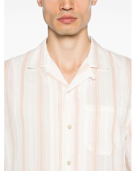 A Kind Of Guise White Striped Cotton Shirt for men