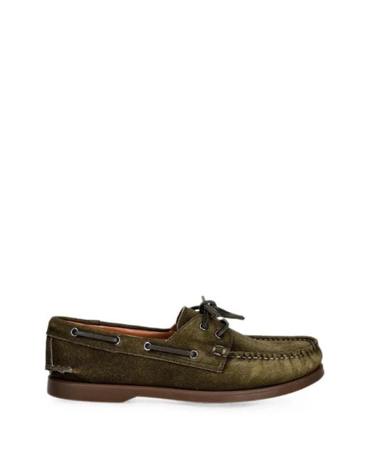 Vagabond Green Loui Lace-Up Suede Boat Shoes for men
