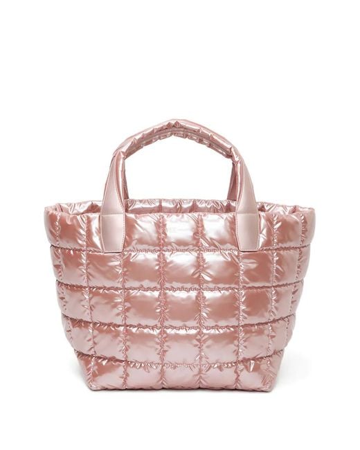 VEE COLLECTIVE Pink Quilted Metallic-Effect Tote Bag