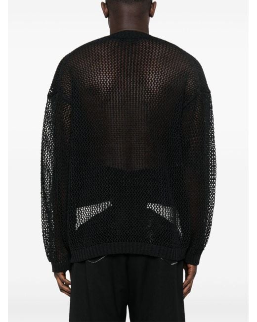 Yohji Yamamoto Black Crochet-knit Zip-up Sweatshirt for men