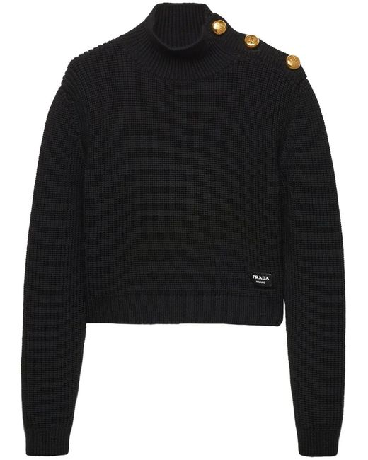 Prada Black Wool Rib-Knit Sweater