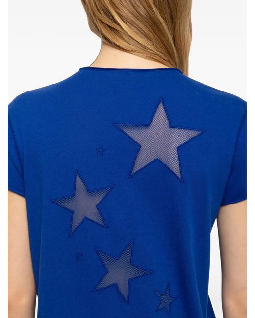 Zadig & Voltaire Blue Fishnet Star-Patch T-Shirt