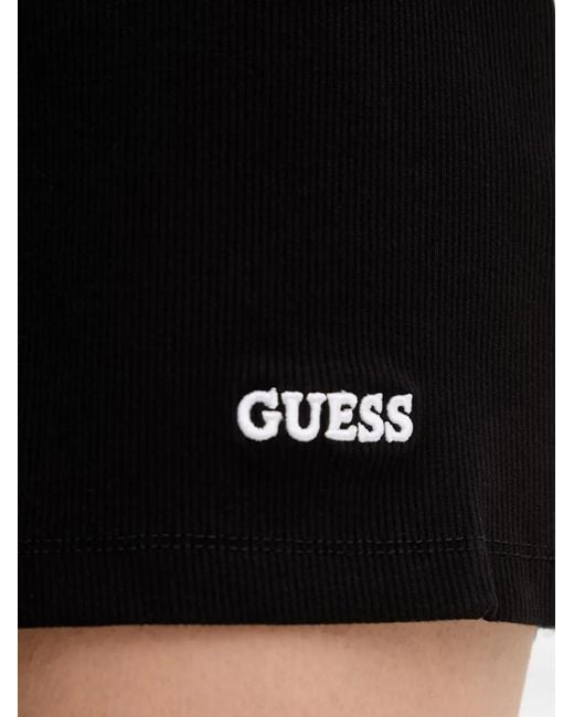 Guess Black Logo-Patch Mini Dress
