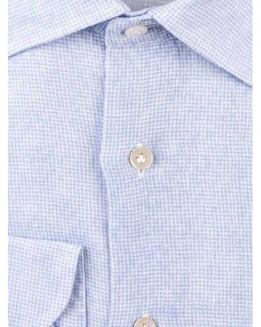 Borriello Blue Houndstooth-Pattern Shirt for men