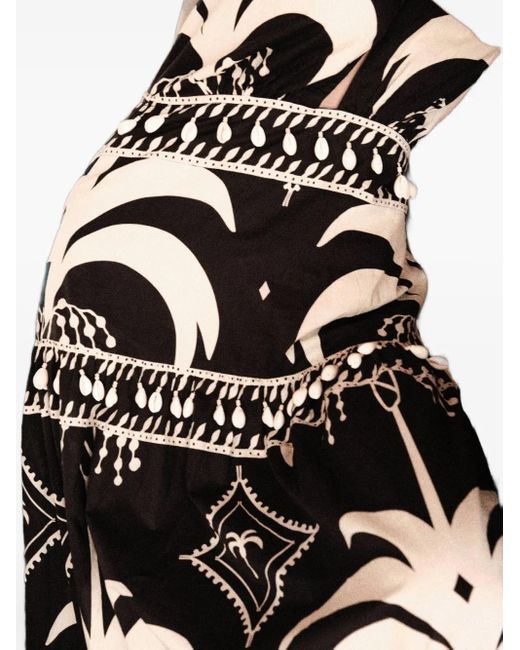 Johanna Ortiz Black Latin Rhythms Printed Cotton Poplin Maxi Dress