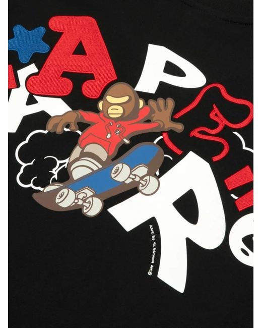 Aape By A Bathing Ape Black Graphic T-Shirt for men