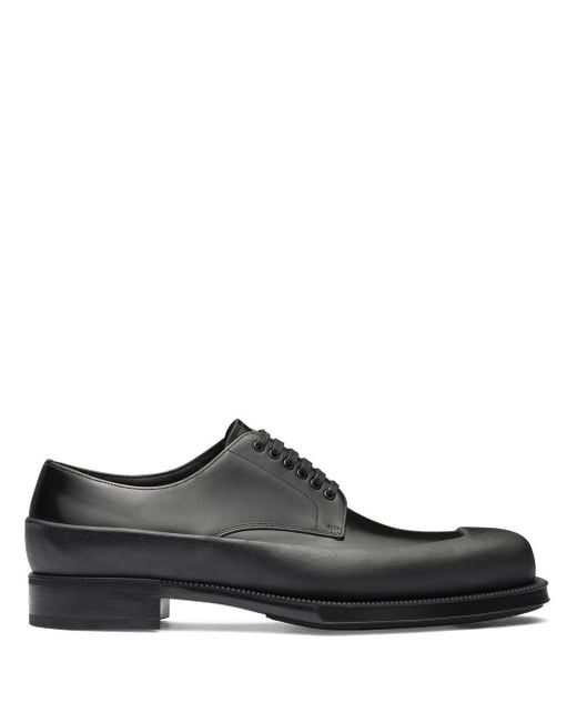 Prada Brushed Square-toe Derby Shoes in Black for Men | Lyst Canada